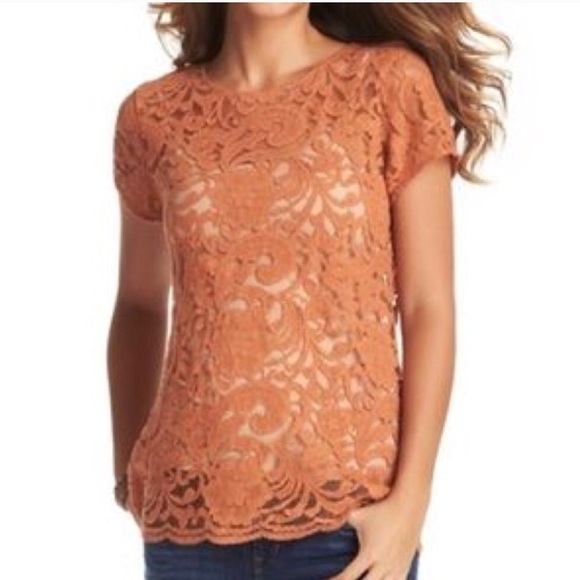 LOFT Tops - Ann Taylor LOFT Burnt Orange Crochet Top